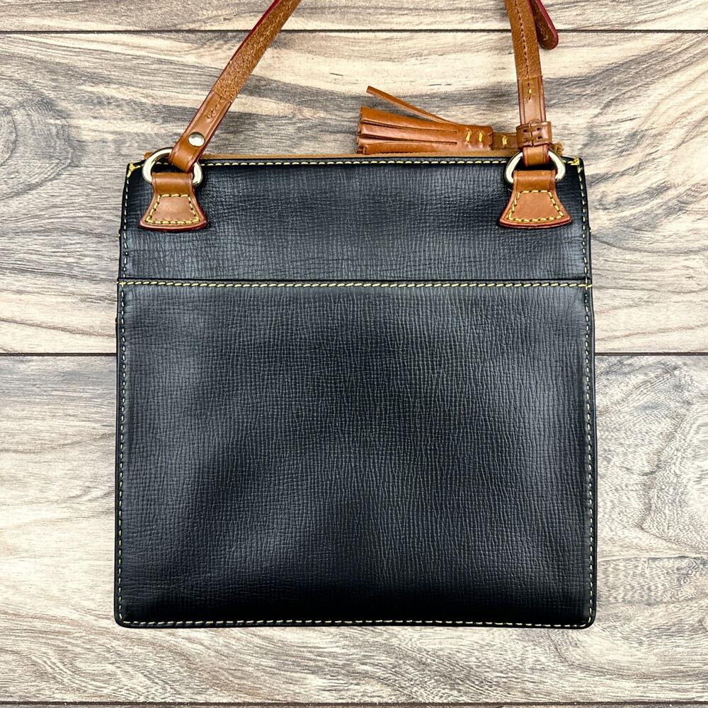 Dooney & Bourke Triple Zip Crossbody Bag Purse Black Leather - Picture 3 of 11